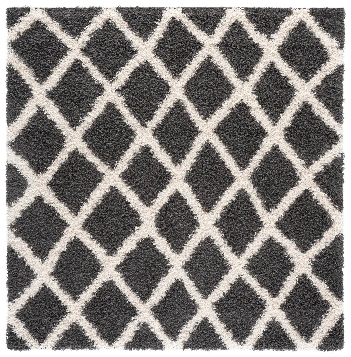 Safavieh Sgd-Dallas Shag 6'-0" x 6'-0" Rug in Dark Grey / Ivory