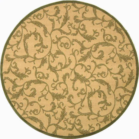 Safavieh Courtyard 5'-3" x 5'-3" Rug in Natural / Olive