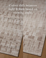 Loloi Lune LUN-02 Ivory / Mushroom Rug - angled corner on wood