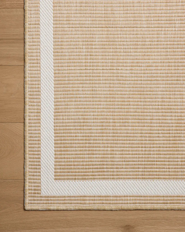 Loloi Easton ESN-05 Wheat / Ivory Rug - corner on wood