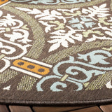 Safavieh Veranda 5'-3" x 5'-3" Rug in Chocolate / Aqua