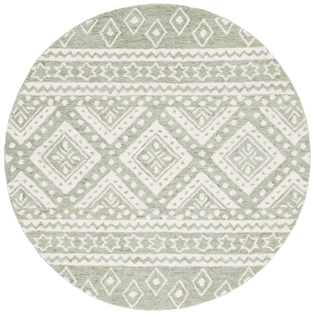 Safavieh Micro-Loop 5'-0" x 5'-0" Rug in Sage / Ivory