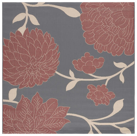 Safavieh Courtyard 6'-7" x 6'-7" Rug in Anthracite / Red