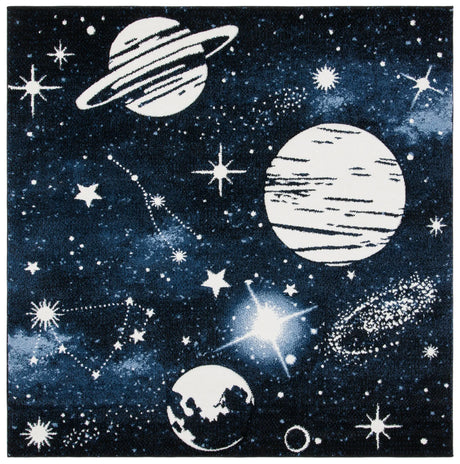 Safavieh Carousel Kids 100 5'-3" x 5'-3" Rug in Dark Blue / Light Blue