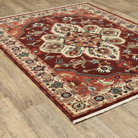 Oriental Weavers Lilihan 5502C Red/ Ivory Rug - angle detail