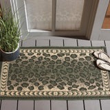 Safavieh Courtyard 2'-0" x 3'-7" Rug in Dark Green / Ivory