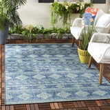 Safavieh Courtyard 4'-0" x 5'-7" Rug in Navy / Aqua