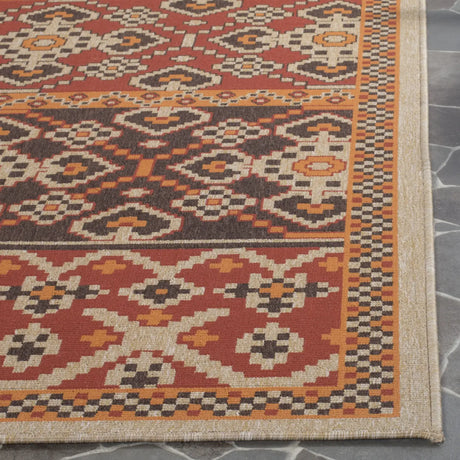Safavieh Veranda 4'-0" x 5'-7" Rug in Red / Chocolate