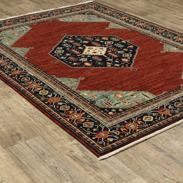 Oriental Weavers Sphinx Lilihan 5503M Red/ Blue Rugs - angle detail