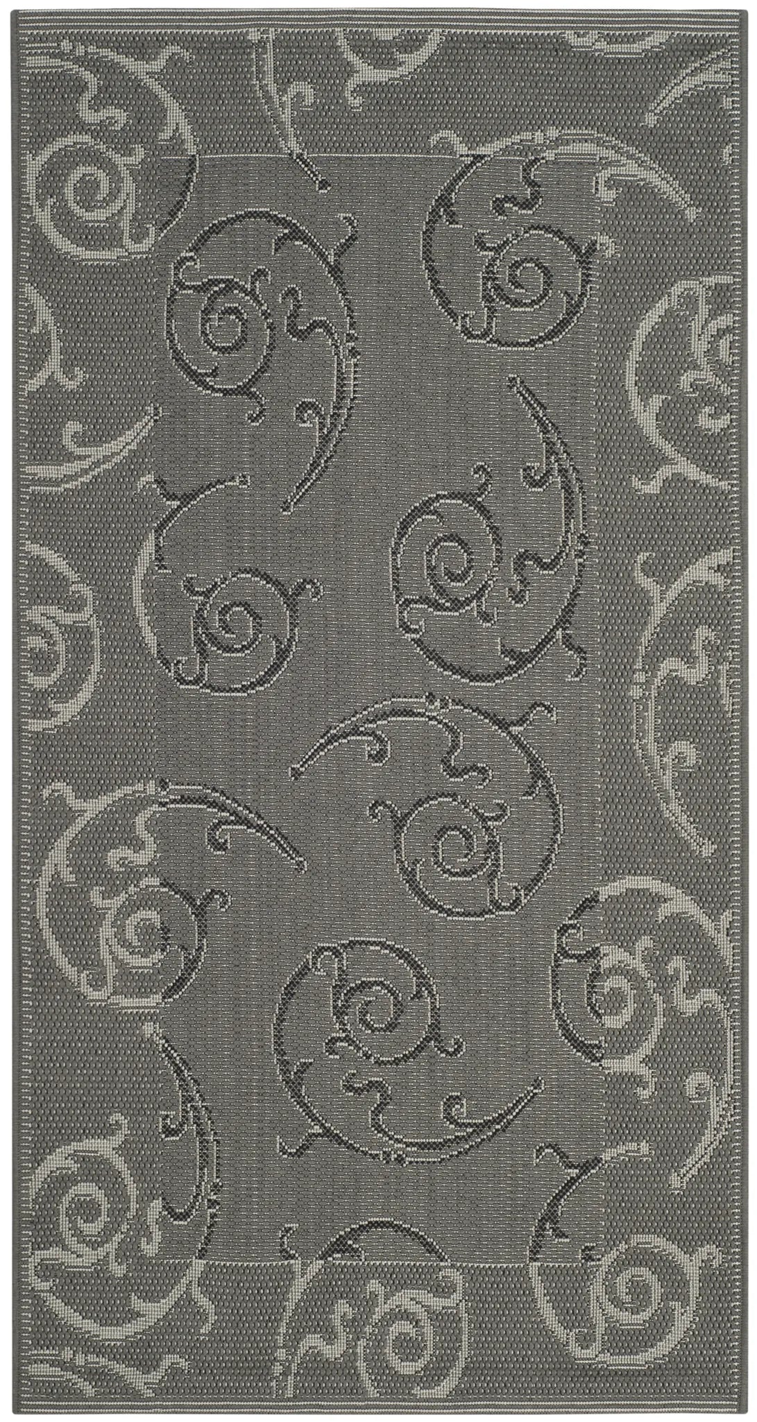 Safavieh Courtyard 2'-7" x 5'-0" Rug in Anthracite / Light Grey