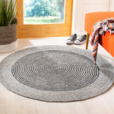 Safavieh Braided 3'-0" x 3'-0" Rug in Grey / Black