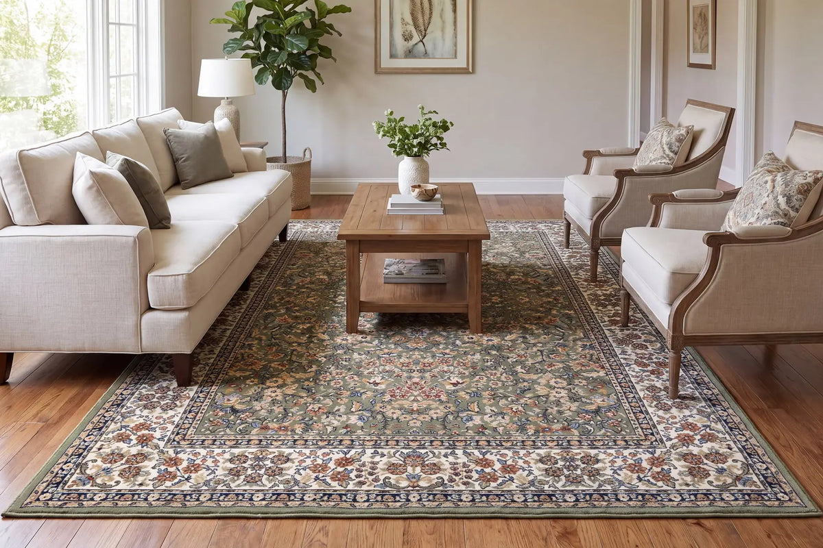 Dynamic Rugs Ancient Garden 57078 Green / Ivory Rugs - Room