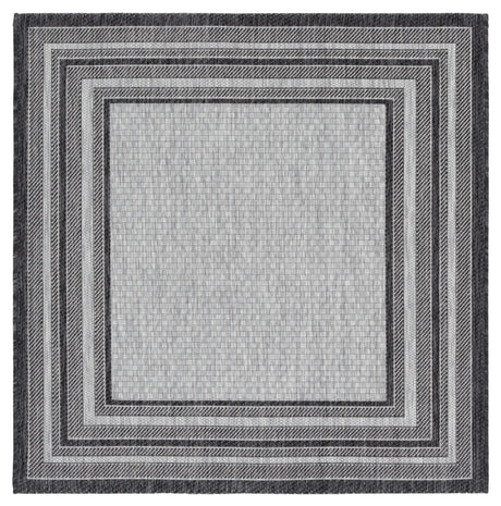 Safavieh Courtyard 4'-0" x 4'-0" Rug in Light Grey / Black