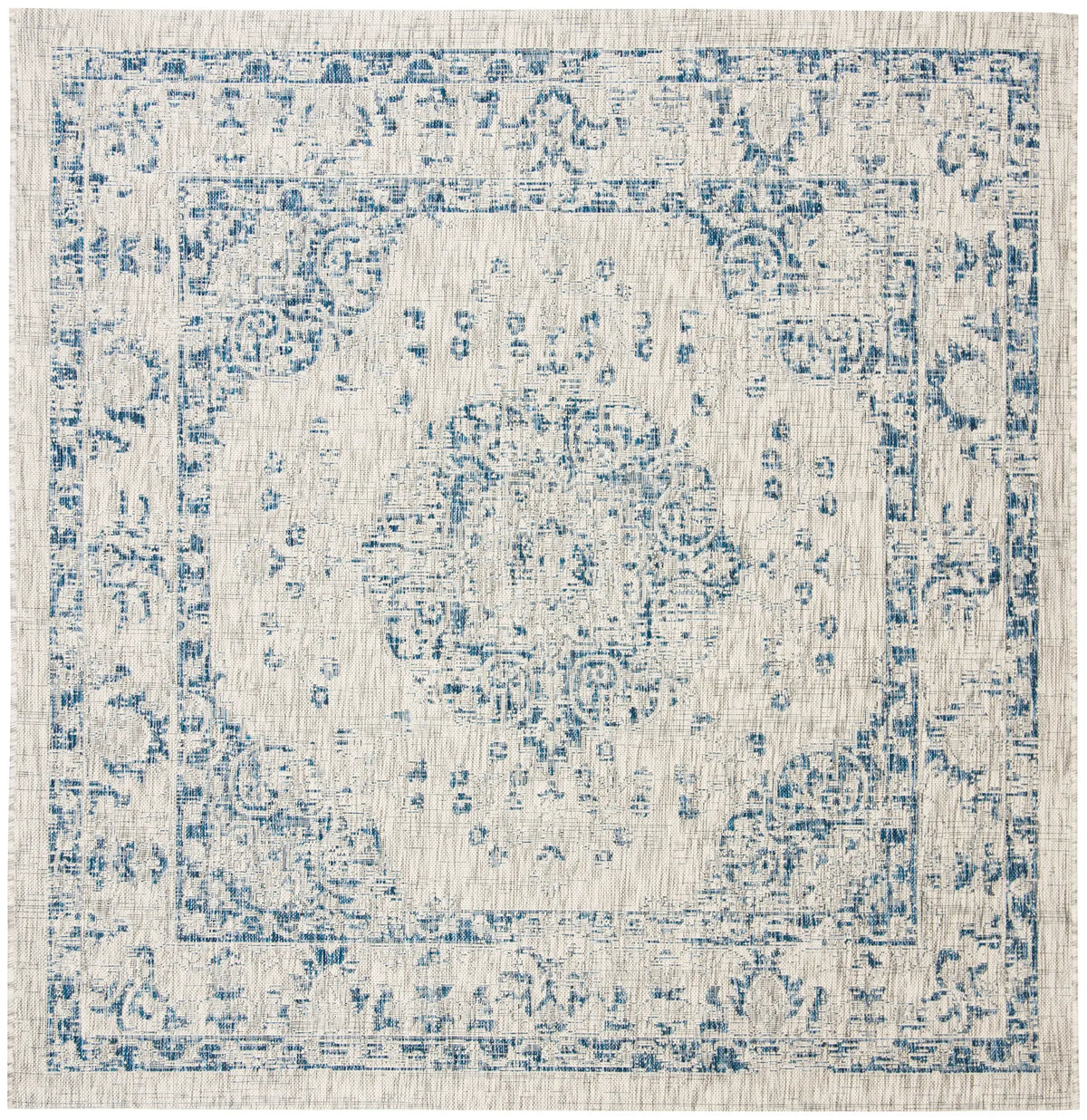 Safavieh Courtyard 6'-7" x 6'-7" Rug in Grey / Navy