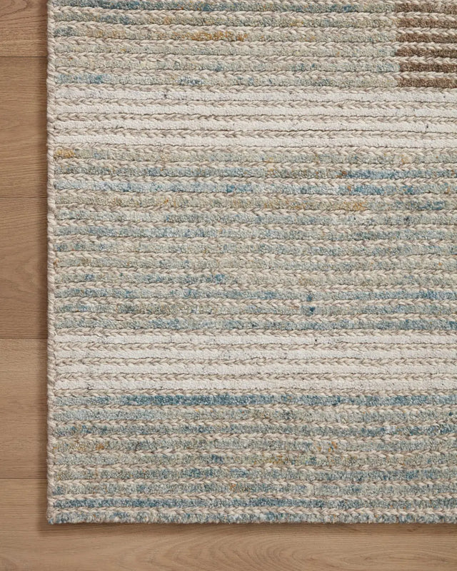 Loloi Stiles Sti-02 Tobacco/Lagoon Rug - corner on wood
