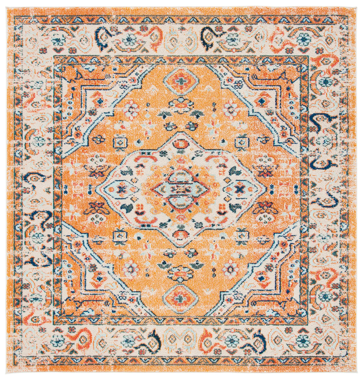 Safavieh Madison 6'-7" x 6'-7" Rug in Orange / Ivory