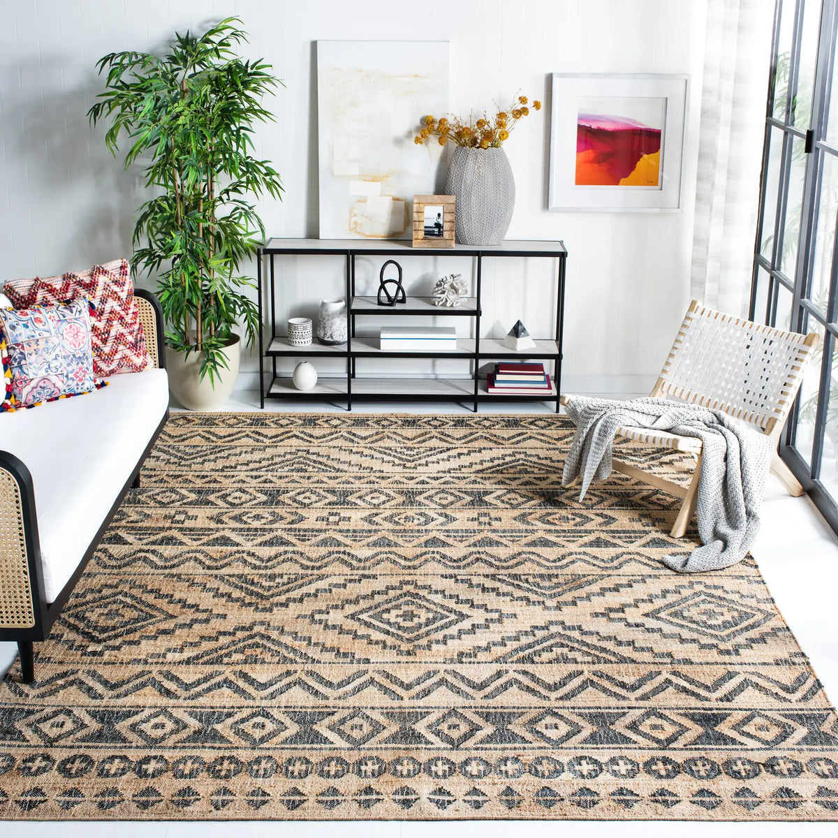 Safavieh Kilim 10'-0" x 14'-0" Rug in Natural / Charcoal