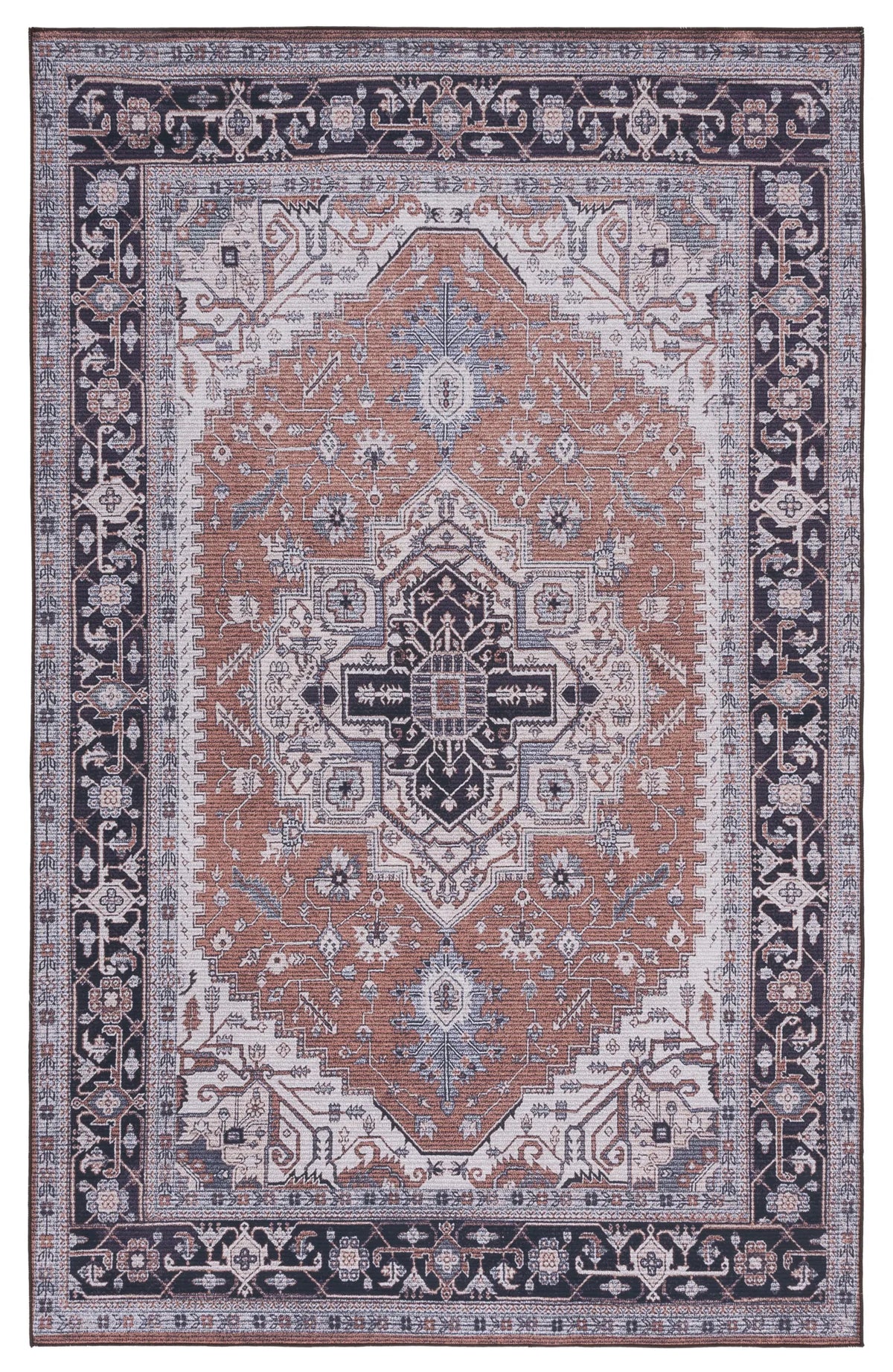 Safavieh Tucson 4'-0" x 6'-0" Rug in Rust / Navy