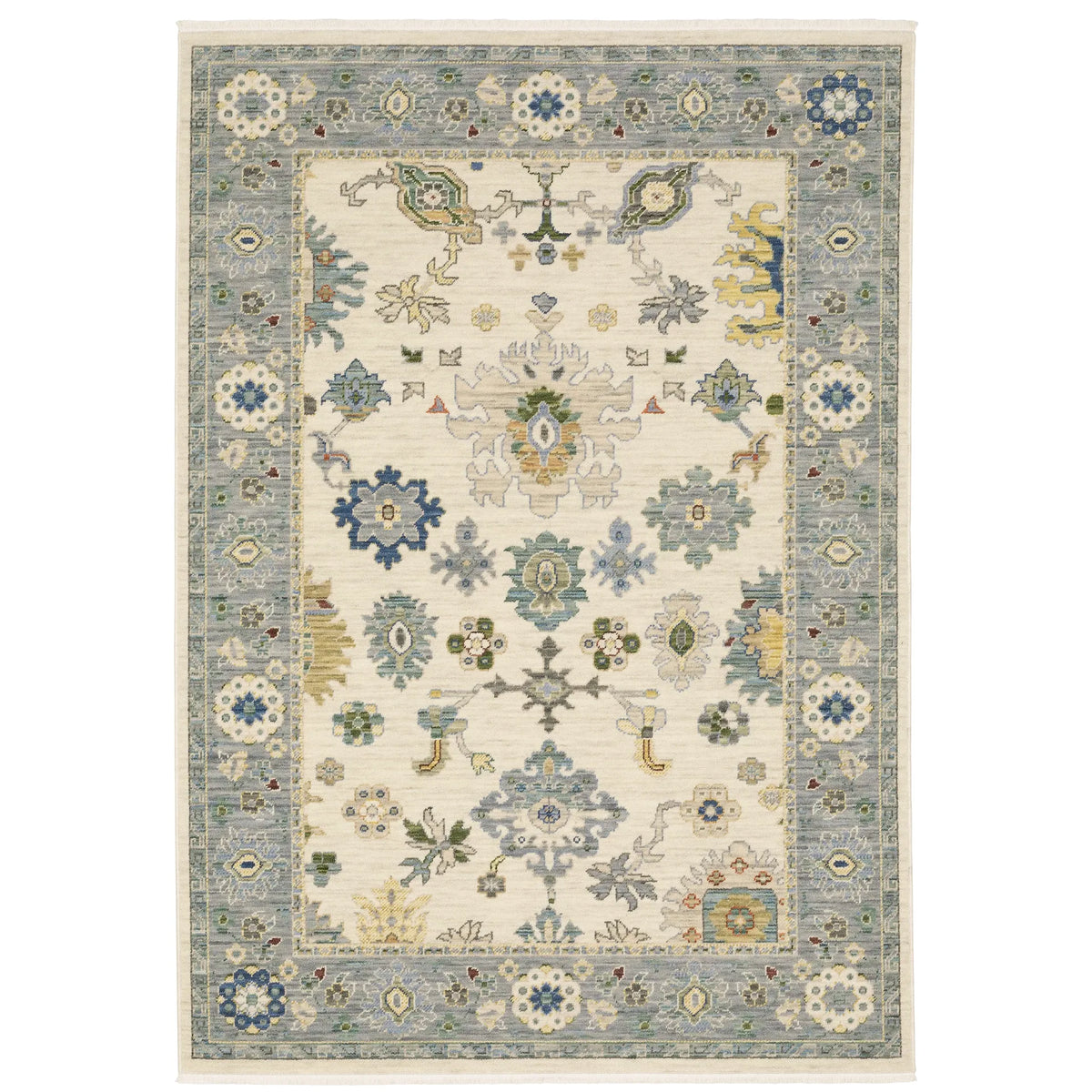 Oriental Weavers Lucca 846H1 Ivory/ Blue Rug - main flat