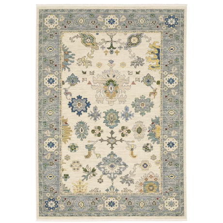 Oriental Weavers Lucca 846H1 Ivory/ Blue Rug - main flat