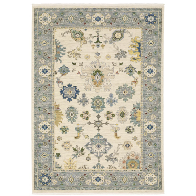 Oriental Weavers Lucca 846H1 Ivory/ Blue Rug - main flat