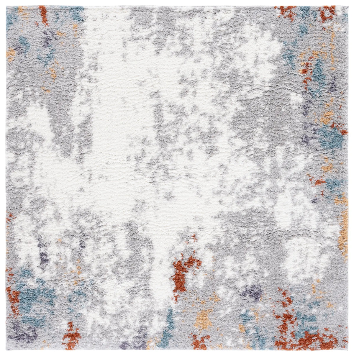 Safavieh Berber Shag 7'-0" x 7'-0" Rug in Blue Rust / Ivory