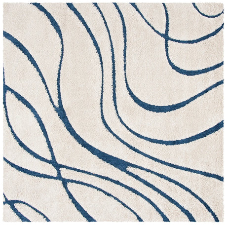 Safavieh Florida Shag 6'-7" x 6'-7" Rug in Cream / Blue