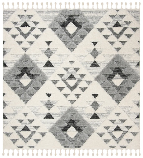 Safavieh Moroccan Tassel Shag 6'-7" x 6'-7" Rug in Ivory / Grey