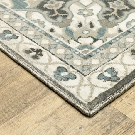 Oriental Weavers Sphinx Ellington Ell01 Ivory/ Blue Rug - corner detail