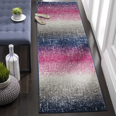 Safavieh Madison 2'-3" x 8'-0" Rug in Fuchsia / Navy