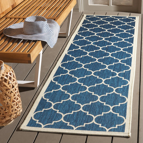 Safavieh Courtyard 2'-3" x 8'-0" Rug in Navy / Beige