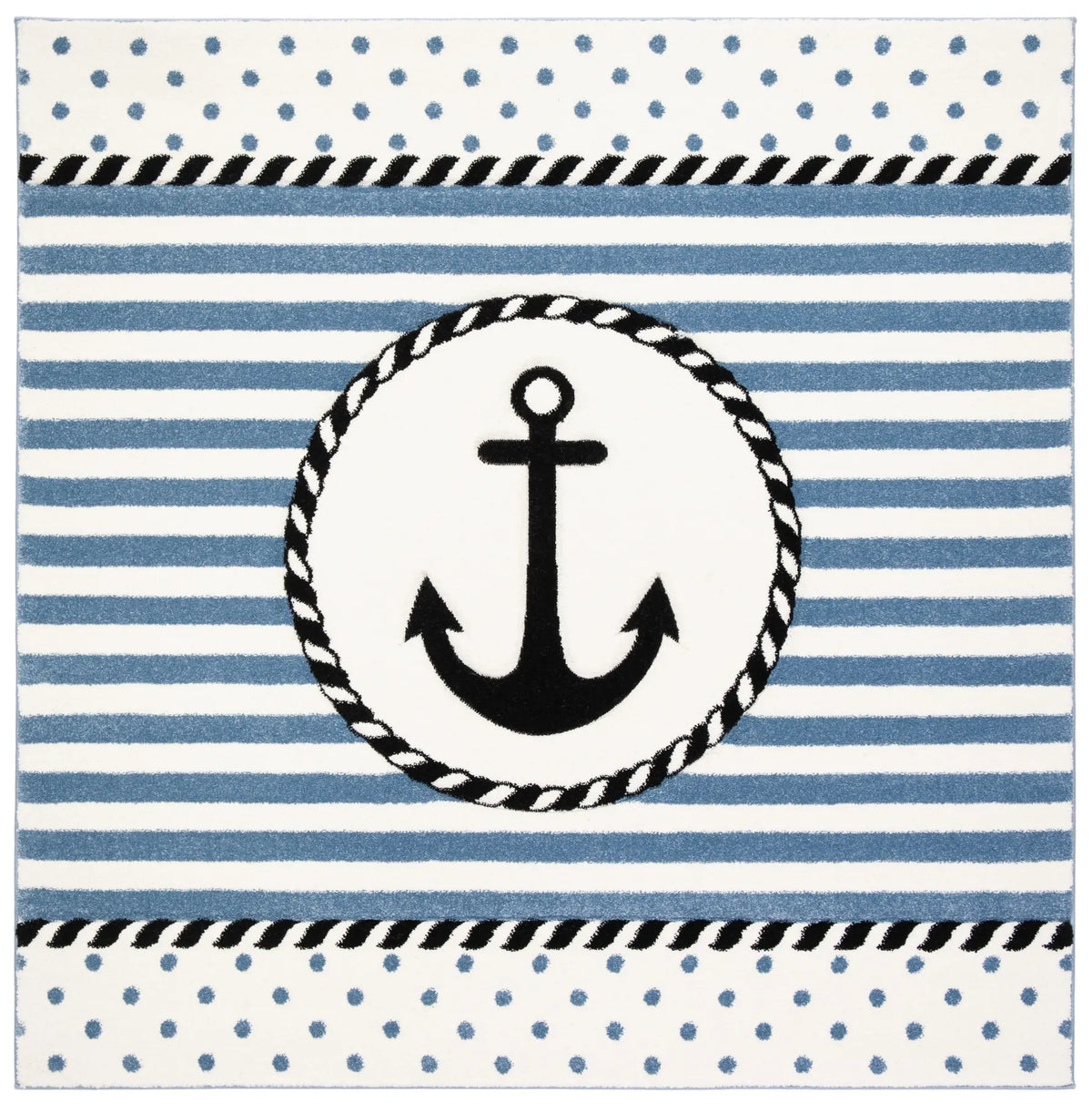 Safavieh Carousel Kids 100 5'-3" x 5'-3" Rug in Ivory / Navy