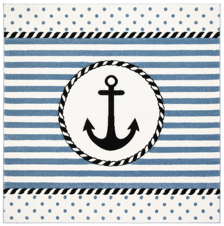 Safavieh Carousel Kids 100 5'-3" x 5'-3" Rug in Ivory / Navy