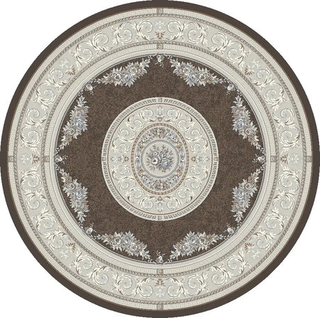 Dynamic Rugs Ancient Garden 57226 Brown/Cream Rug - Round