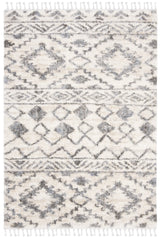 Safavieh Berber Fringe Shag 4'-0" x 6'-0" Rug in Cream / Navy