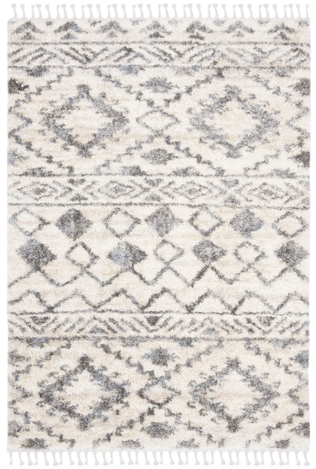 Safavieh Berber Fringe Shag 4'-0" x 6'-0" Rug in Cream / Navy