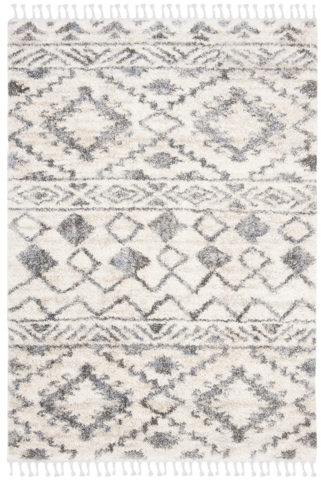Safavieh Berber Fringe Shag 4'-0" x 6'-0" Rug in Cream / Navy