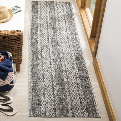 Safavieh Courtyard 2'-3" x 10'-0" Rug in Light Grey / Black