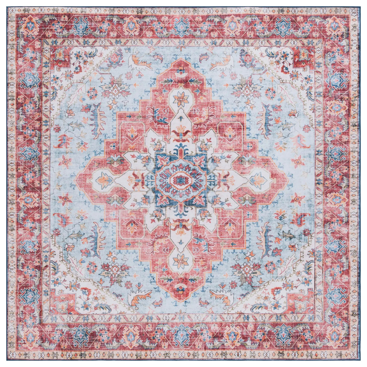 Safavieh Tucson 6'-0" x 6'-0" Rug in Red / Blue