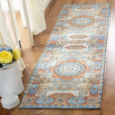 Safavieh Saffron 2'-3" x 8'-0" Rug in Orange / Blue