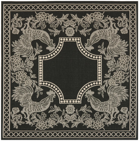 Safavieh Courtyard 6'-7" x 6'-7" Rug in Black / Sand