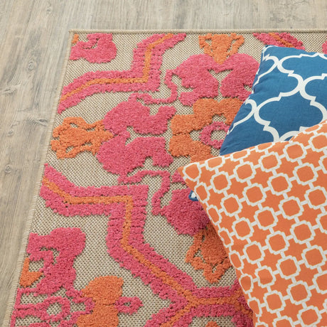 Oriental Weavers Sphinx Cayman 2541V Sand / Pink Rugs - corner detail
