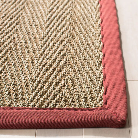 Safavieh Natural Fiber 5'-0" x 8'-0" Rug in Natural / Burgundy Red