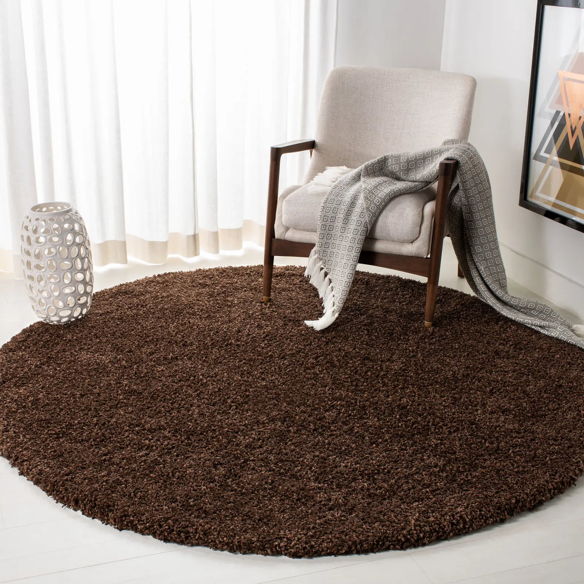 Safavieh Shag 3'-0" x 3'-0" Rug in Brown