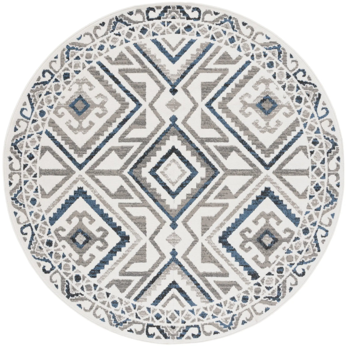 Safavieh Pyramid 6'-7" x 6'-7" Rug in Ivory / Grey Navy