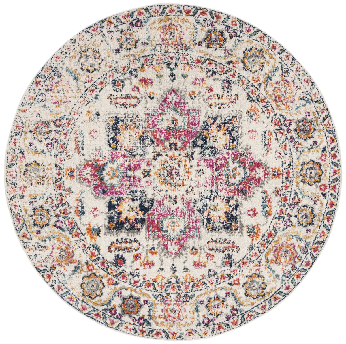 Safavieh Madison 5'-3" x 5'-3" Rug in Fuchsia / Ivory