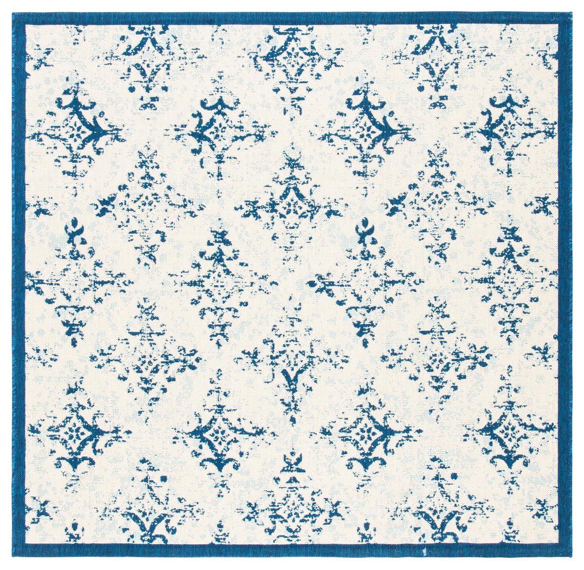 Safavieh Courtyard 6'-7" x 6'-7" Rug in Ivory / Navy