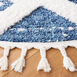Safavieh Moroccan Tassel Shag 6'-7" x 6'-7" Rug in Blue / Ivory
