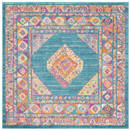 Safavieh Madison 6'-7" x 6'-7" Rug in Light Blue / Orange