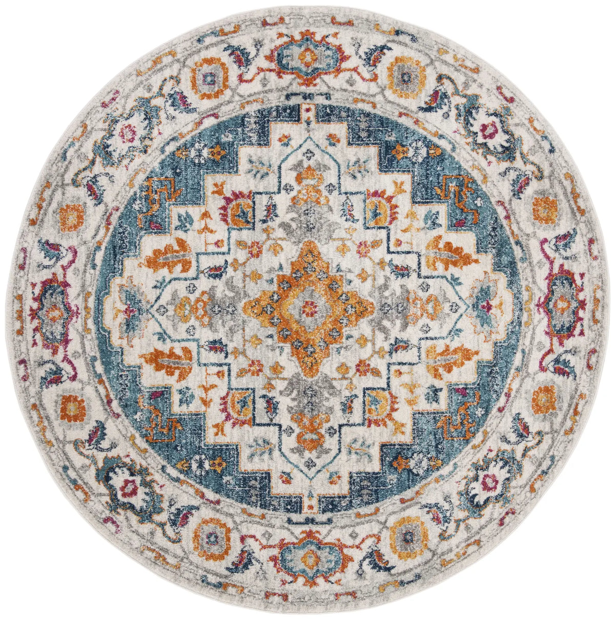 Safavieh Madison 6'-7" x 6'-7" Rug in Turquoise / Ivory